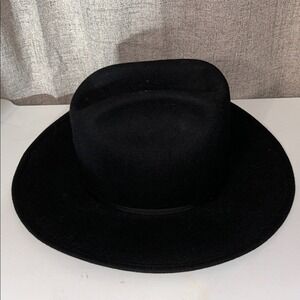 Vintage Miller Bros. Western Wear Black‎ Cowboy 100% Wool Hat Black Ribbon SZ 7